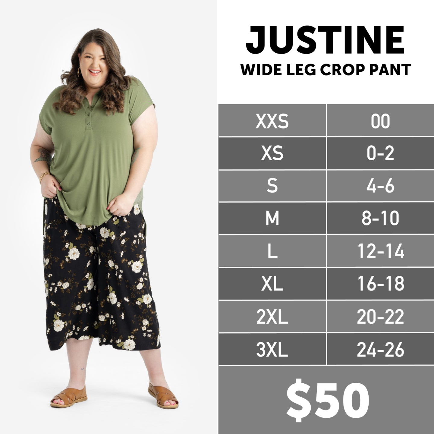 Justine Size Chart